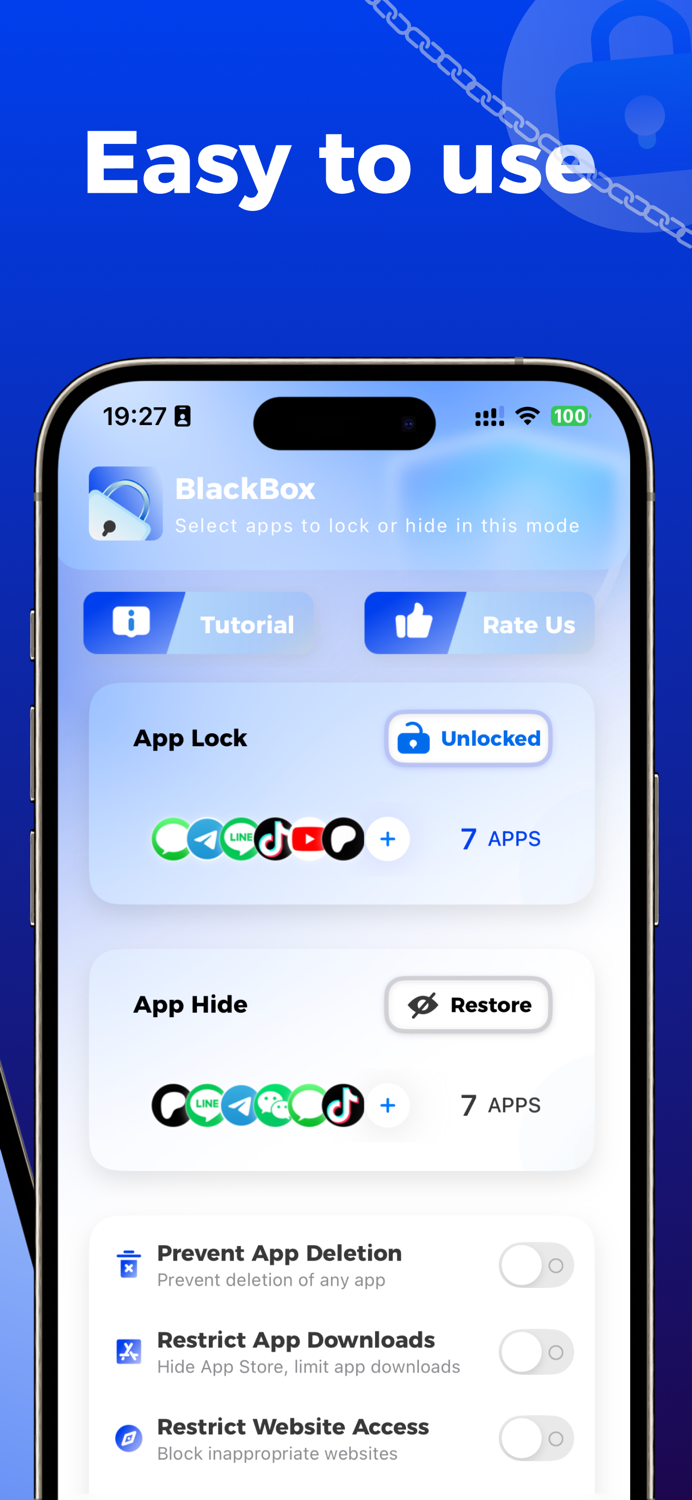 Dunkle Box - Versteck  Sperre