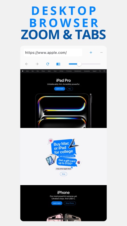 Desktop Browser : Zoom & Tabs