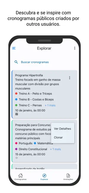 Crie e Explore Cronogramas screenshot 3