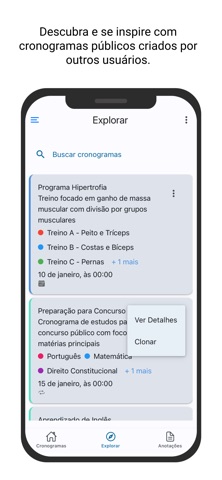 Crie e Explore Cronogramas screenshot
