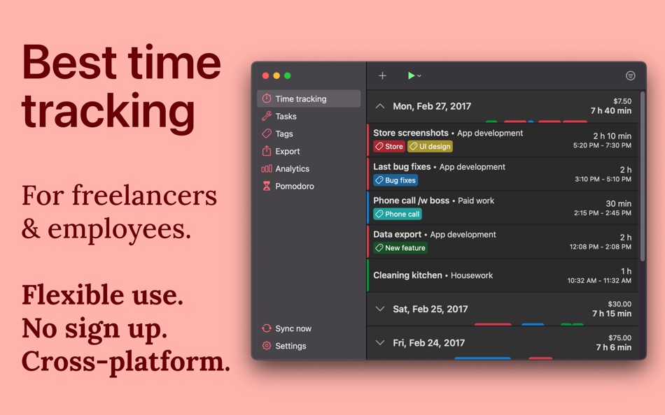 #1. WorkingHours: Time Tracking (macOS) 由: Timo Partl