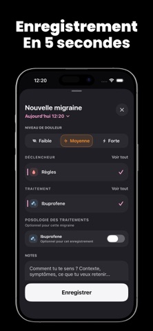 Crise Migraine - Suivi Journal iPhone screenshot 2