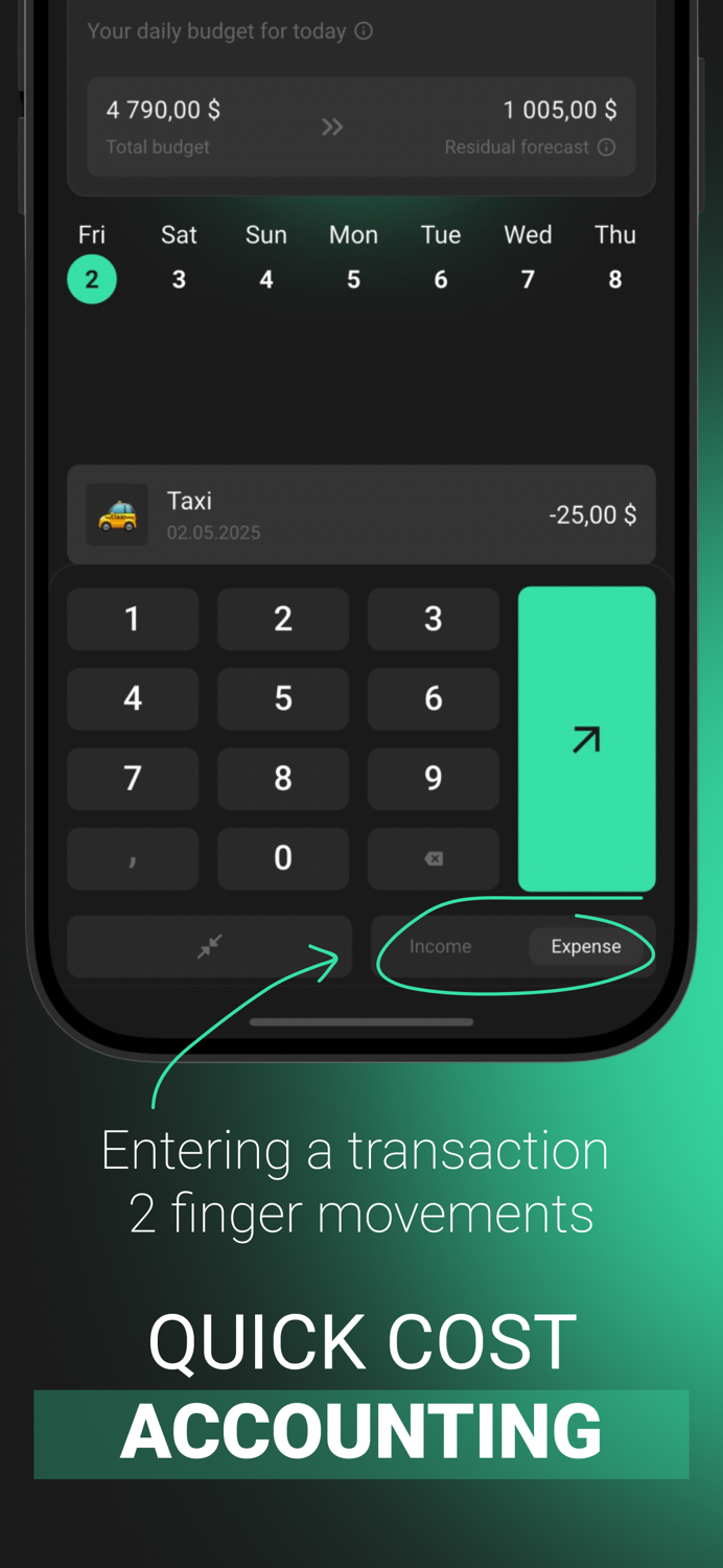 Monety Daily budget planner