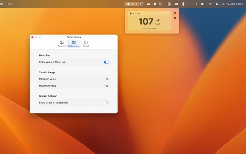 Capture d'écran de GlucoseDesk sur iPhone 9