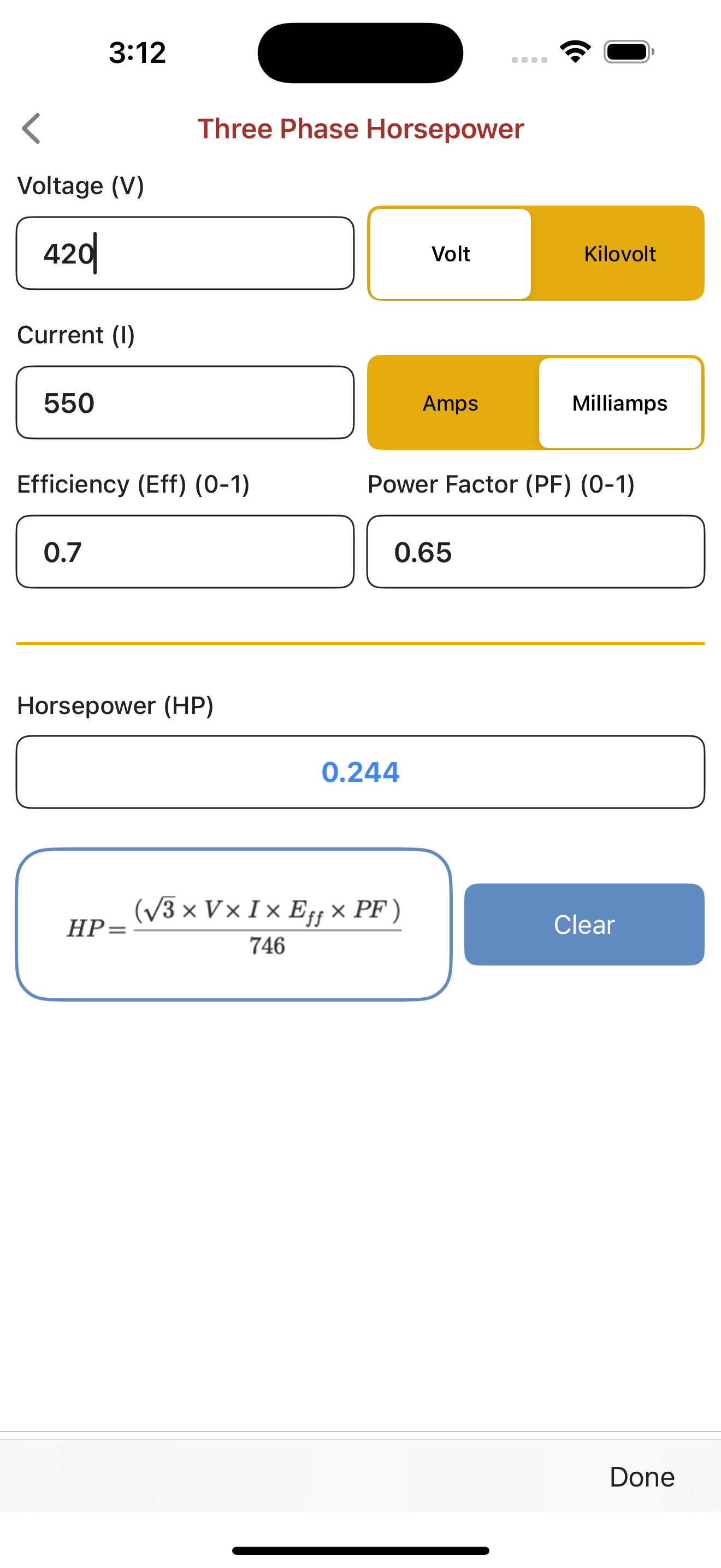 Ohms Law Calc.
