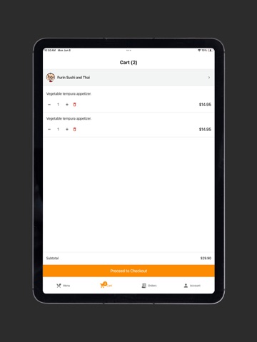 Furin Sushi and Thai iPad screenshot