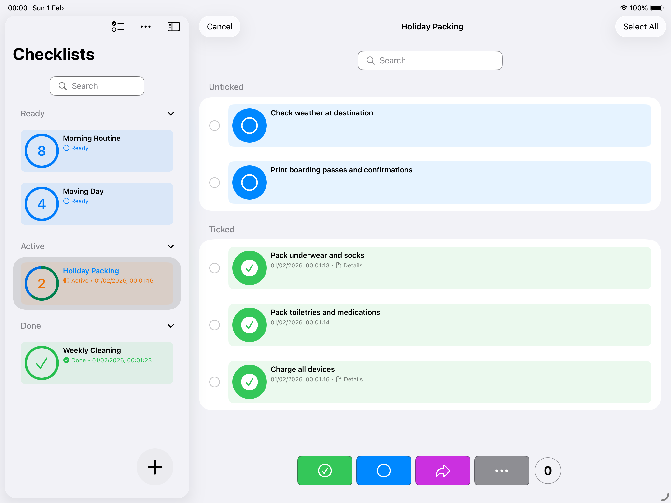 Checkomat: Private Checklists