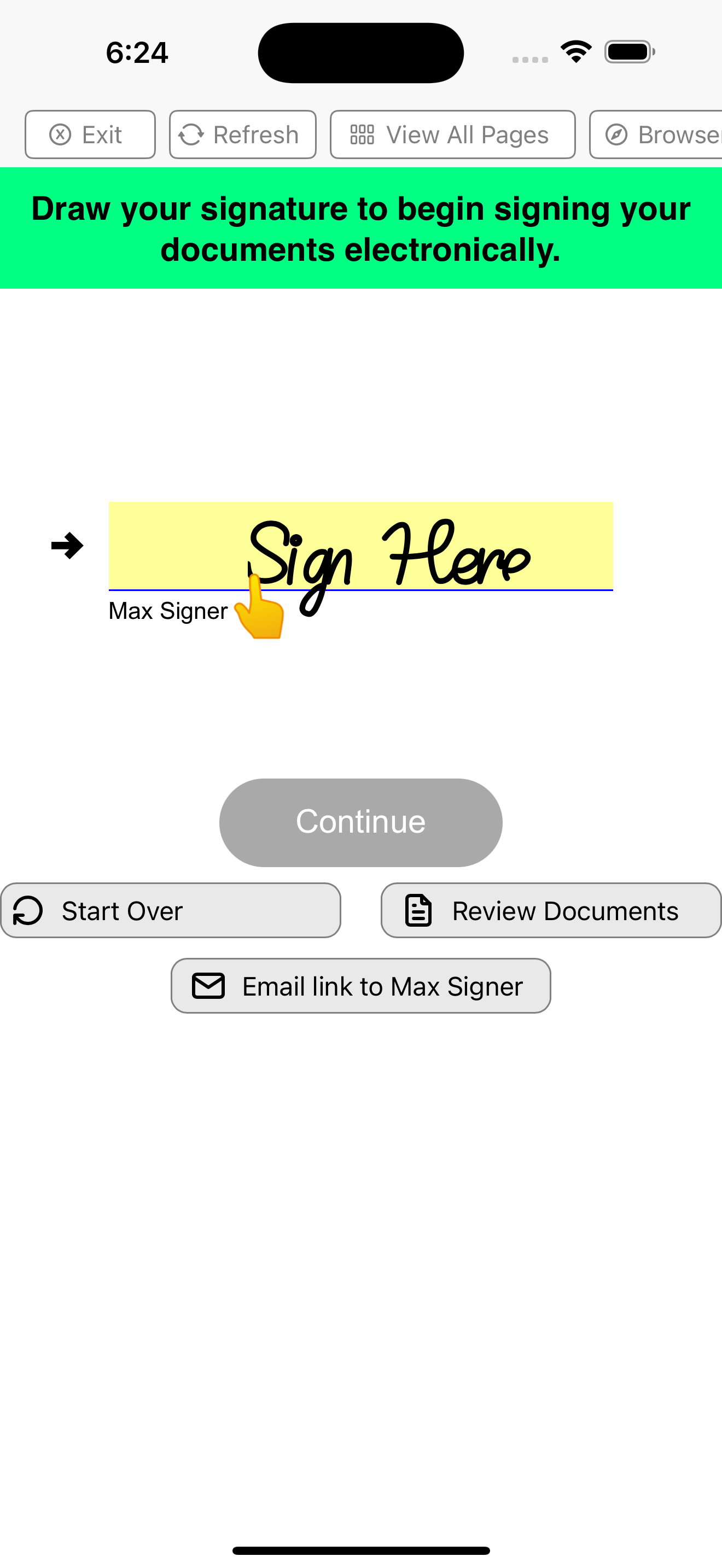 Tap to Sign