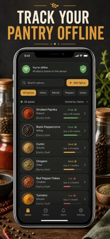 香料管理:调味品库存 保质期提醒 新鲜度记录 厨房收纳架 screenshot