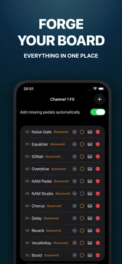Captura de pantalla de BoardForge: AUv3 Pedalboard en iPhone 1