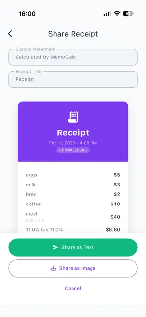 TapeCalc: Calculator & Receipt screenshot 3