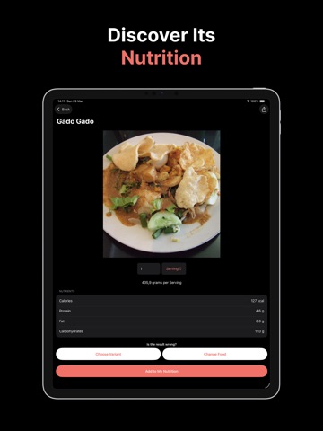 NutriCam: Calories in a Snap iPad screenshot