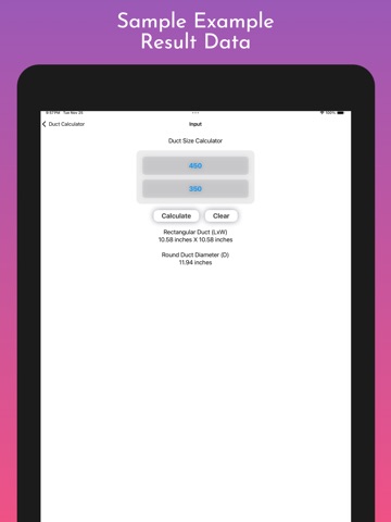 Duct Calculator Pro iPad screenshot