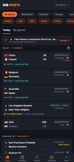 DubSports: Women's Sports screenshot 1