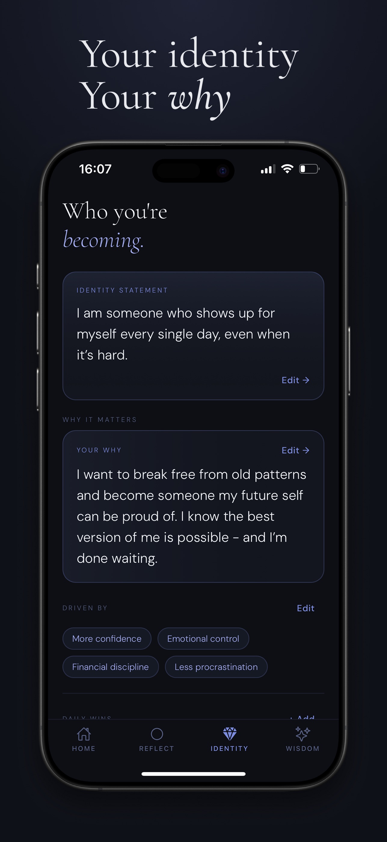 Screenshot 2 of Becoming — Identity & Habits