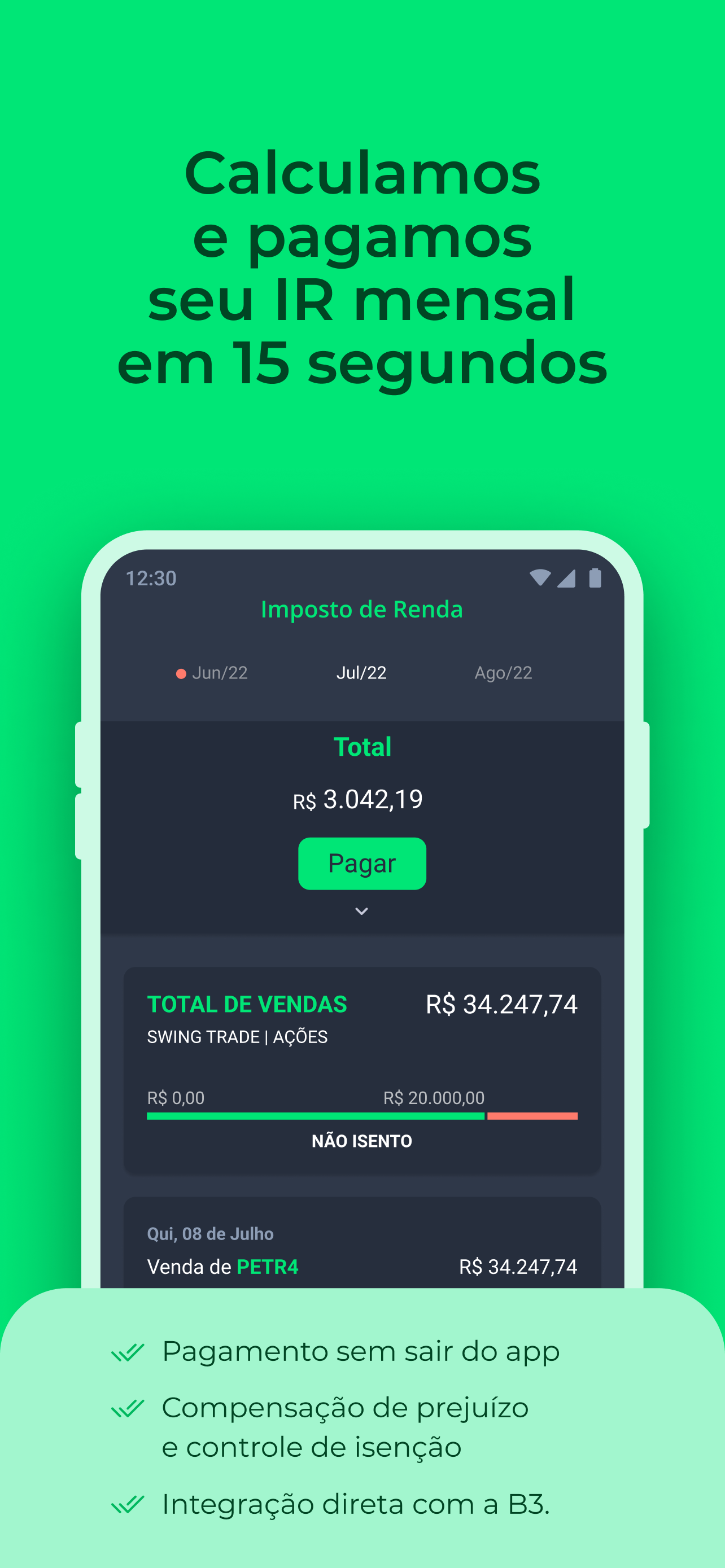 Grana - IR da bolsa automático