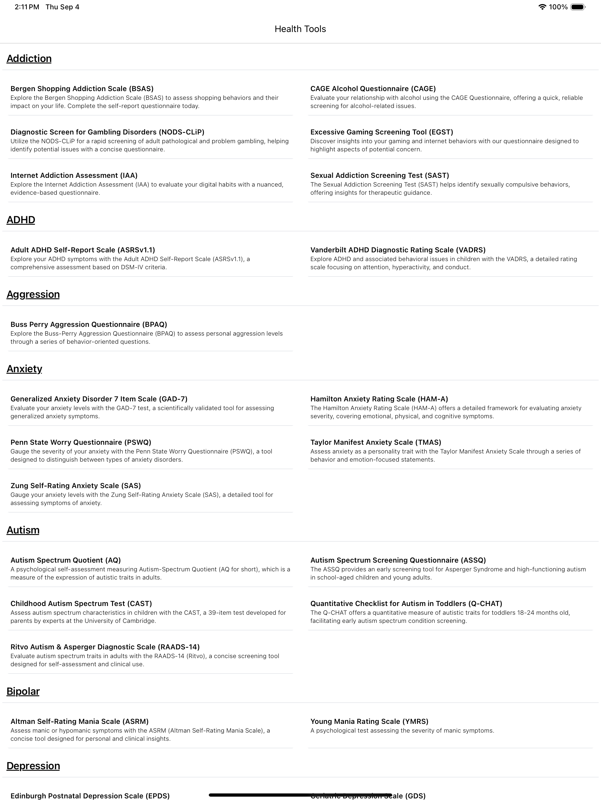 Health Tools: Psycho Tests screenshot 9