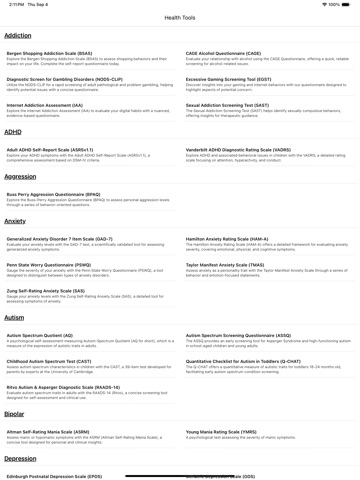 Health Tools: Psycho Tests iPad screenshot