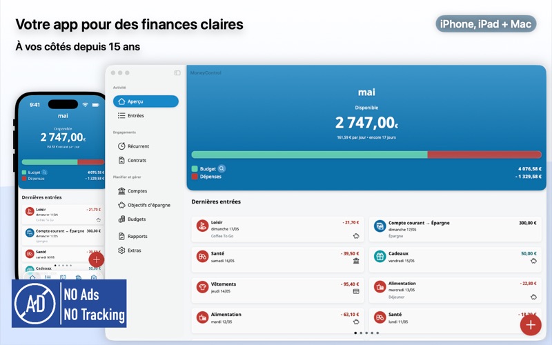 Screenshot #1 pour MoneyControl Budget & Finances
