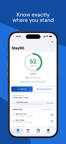 Stay90 - Schengen Calculator iPhone screenshot