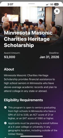 FundEd Scholarship Match iPhone screenshot