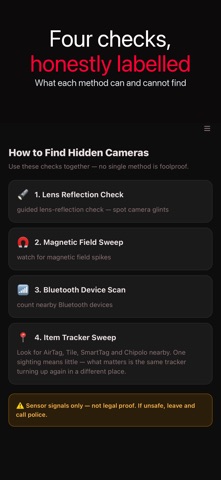 Hidden Camera Detect+ iPhone screenshot