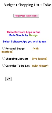 Budget, Shop, ToDo 3 Tools screenshot