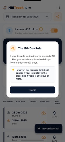 NRI Track - Tax Residency screenshot