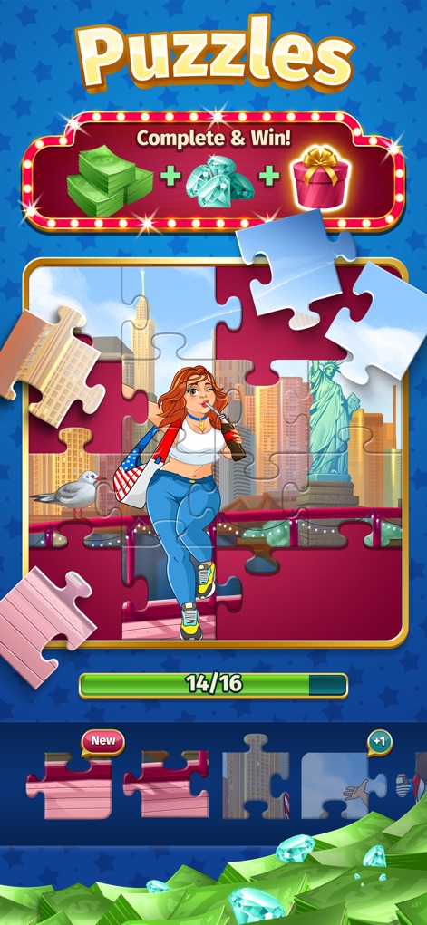 Bingo Bling™  Win Real Cash - Beyond traditional bingo, the app features engaging puzzle mini-games, allowing players to complete images and earn bonus cash and gems.