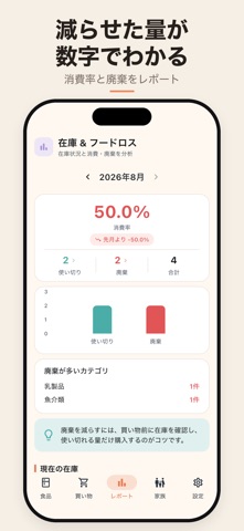 賞味期限管理 - 家族共有で食材ロス削減 タベキル iPhone screenshot