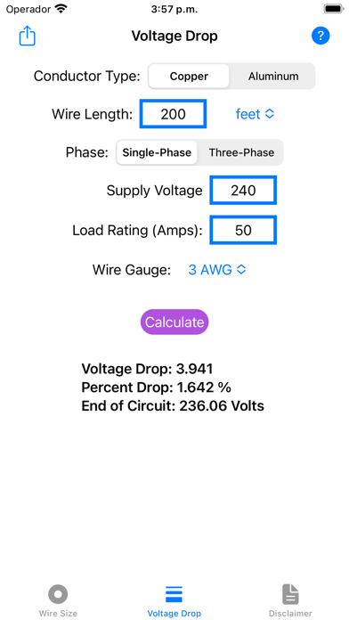 Electric Wire Estimator Screenshot