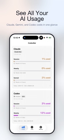 CodexBar - Usage of AI Screenshot 4 of 5