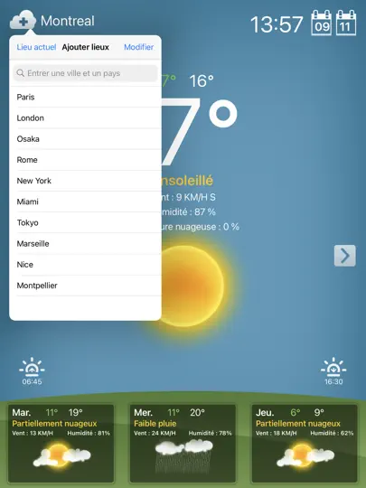 Capture d'écran de Météo Pour IPad! sur iPhone 3