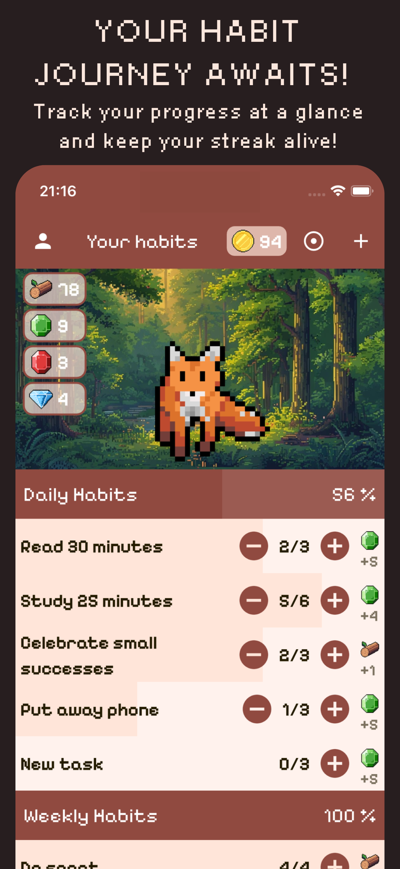 Motivation Fox - Habit Tracker