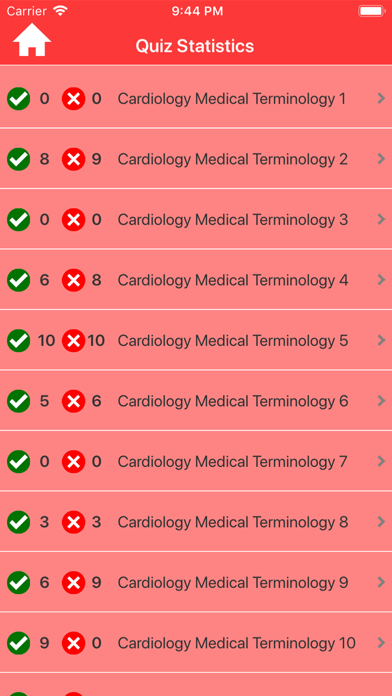 Cardiology Medical Terms Quiz Screenshot