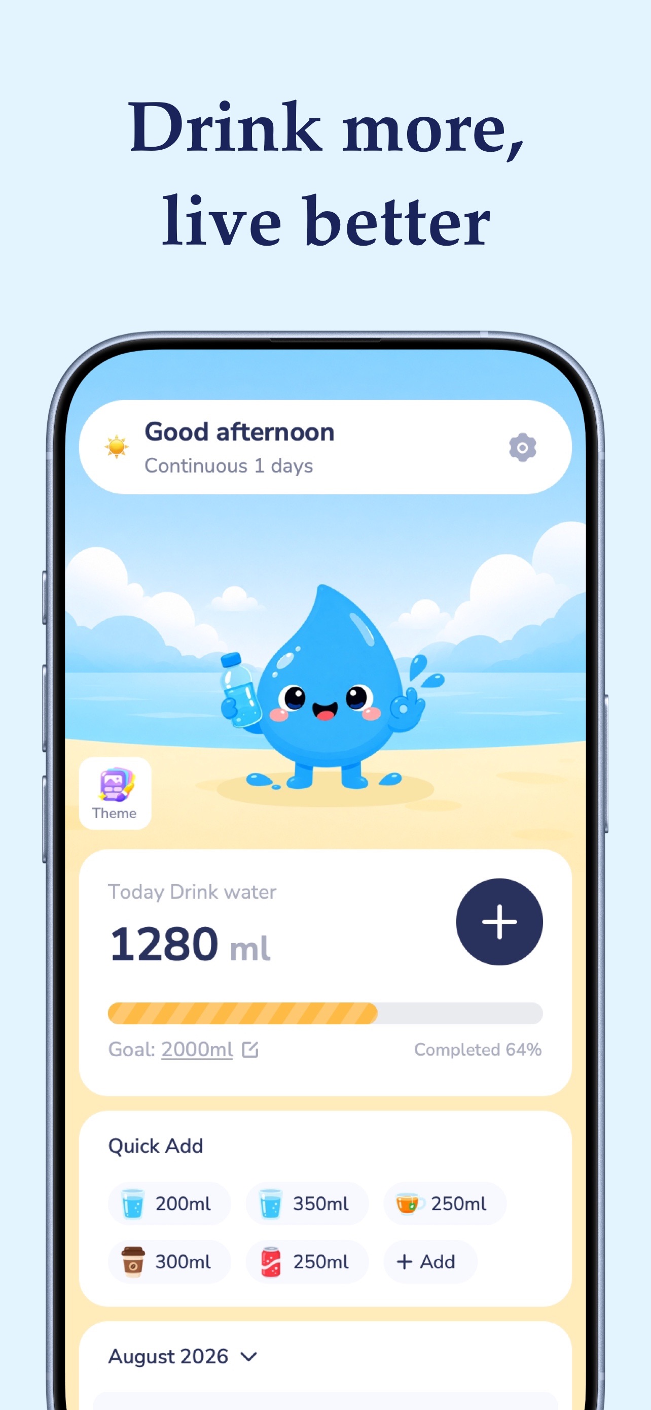 Screenshot 1 of WaterJoy: Daily Water Tracker