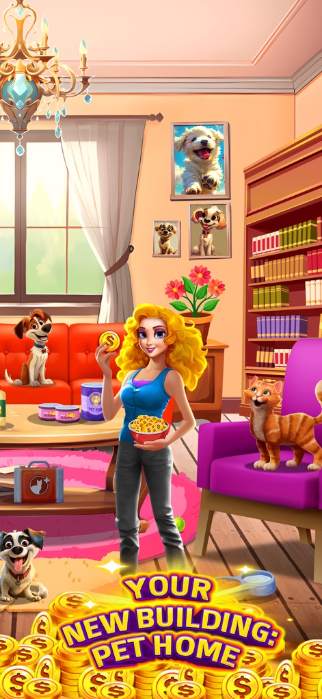 Hunter Slot - Witness the charming pet home building feature, where users can customize their living space and interact with adorable pet companions.