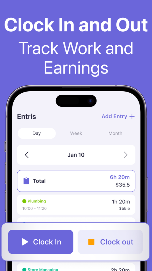 #1. Clock In: Time Sheet Tracker (iOS) 由: Majestica Lab LLC