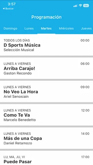 Captura de pantalla de DSPORTS Radio en iPhone 2