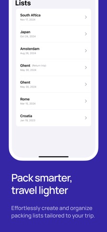 Packed Up: Smart packing screenshot