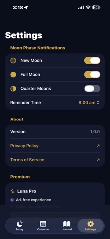 Luna Journal Moon Phases iPhone screenshot