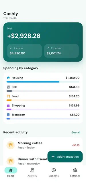 Cashly: Expense Tracker screenshot 1