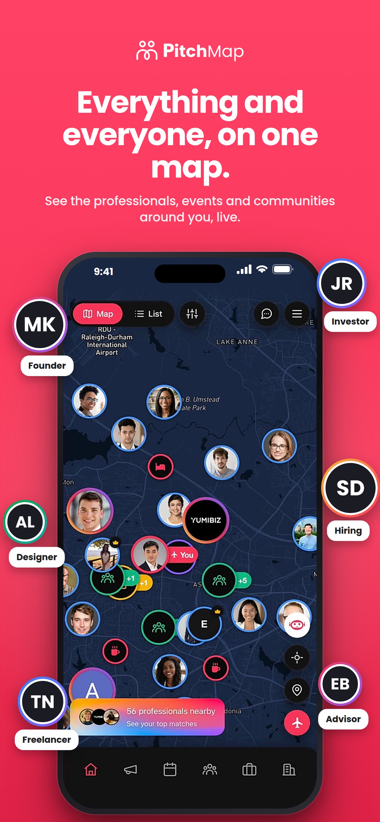 Screenshot 1 of PitchMap, Networking Platform