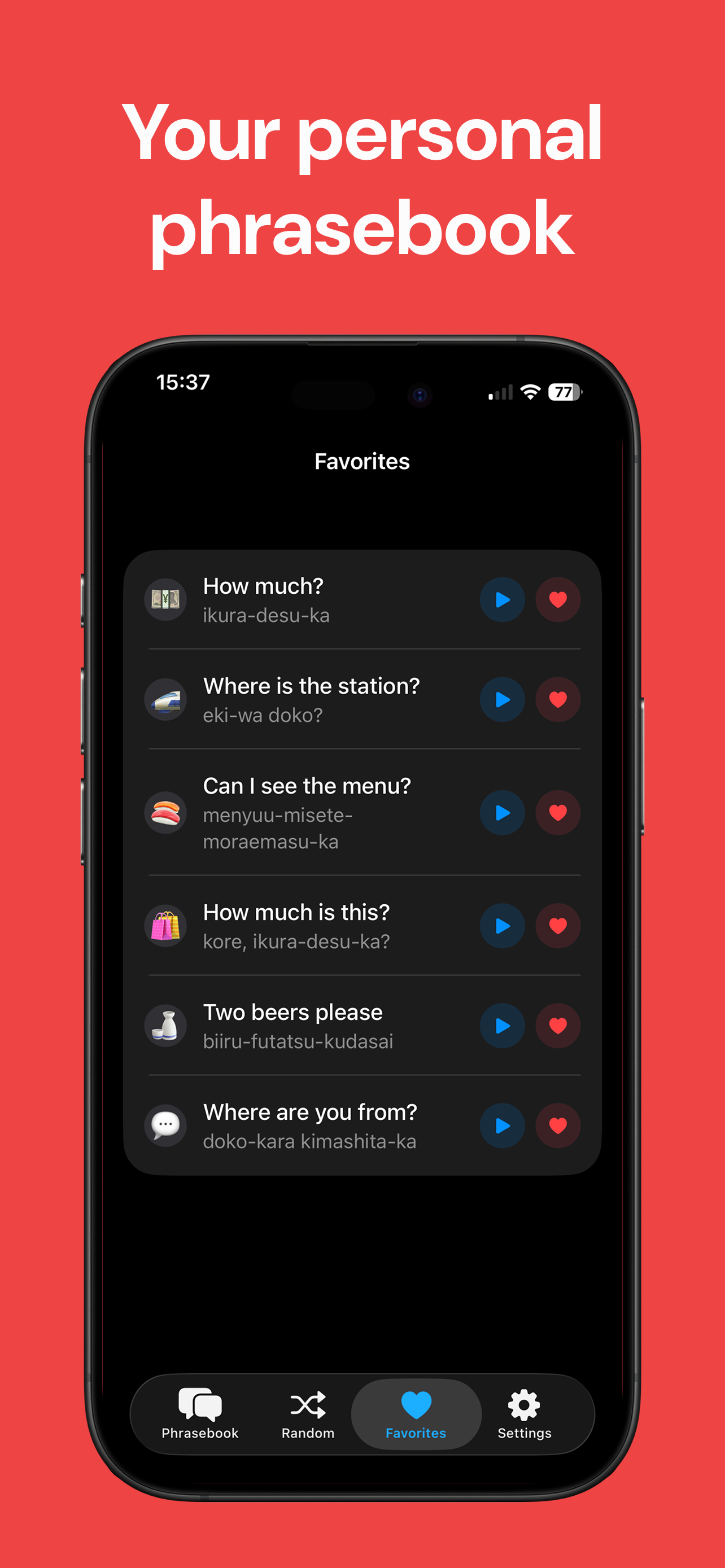 Japanese Phrasebook — Speak screenshot 3