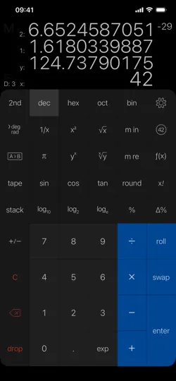 Captura de pantalla de PCalc en iPhone 2