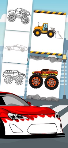 Magic cars coloring book game iPhone screenshot