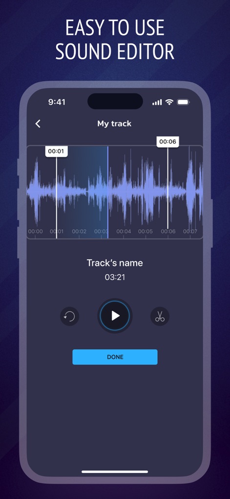 Pro Microphone: Voice Record - Esta herramienta simplifica la edición con una representación visual de la forma de onda del audio, permitiendo a los usuarios recortar y manipular grabaciones fácilmente con un botón de "reproducción" integrado.