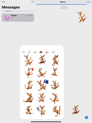 Jumping Kangaroo Stickers iPad screenshot