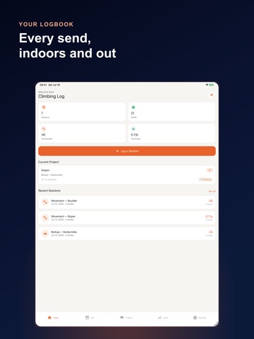 Rock Climbing Log & Tracker iPad screenshot