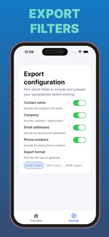 Contacts Backup Transfer Sheet screenshot